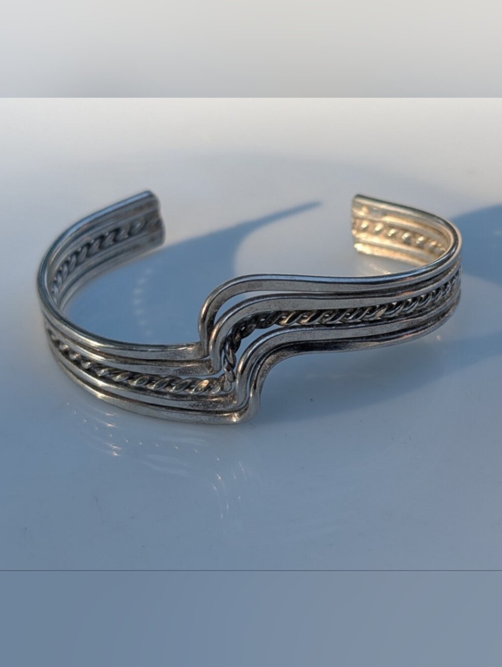 Vintage Sterling Cuff Bracelet Swirl Design